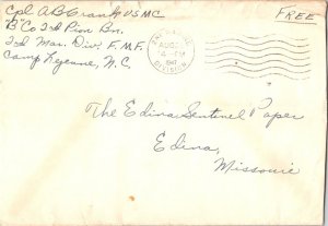 United States Marine Corps Soldier's Free Mail 1947 2nd Marine Division, 2nd ...