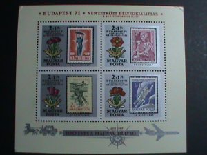 HUNGARY-1971 SC#B293 CENTENARY OF HUNGARY POSTAGE STAMPS MNH S/S VERY FINE