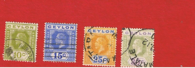 Ceylon #205-208  VF used  King George V  Free S/H