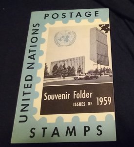 UNITED NATIONS NEW YORK 1958 TO 1964 SOUVENIR FOLDERS WITH STAMPS $72.00