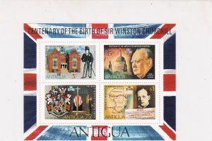 Antigua Flag Style Quotes Sir Winston Churchill MNH Mini Stamps Sheet Ref 27111