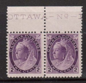 Canada #76iv NH Mint Plate #1 Major Reentry Pair  **With 2013 VGG Certificate**