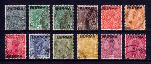 Burma - Scott #1//12 - Used - Short set - SCV $6.85