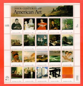 3236 American Art  SHEET  32¢  FACE  $6.40   MNH  1999