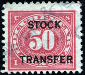 RD9 50¢ Stock Transfer Stamp (1918) Used