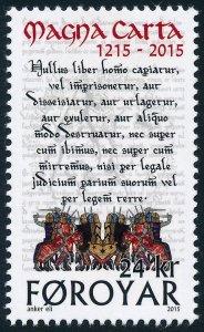 Faroe Islands 2015 800th Anniversary of Magna Carta SG713 MNH