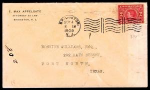 US.#370 - BRIDGETON  NJ. TO FORT WORTH 9-04-09 COVER - MACHINE CANCEL (ESP#762)