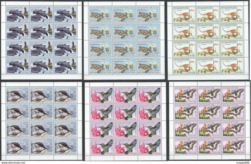 2007 Mozambique Fauna Butterflies Birds Dinosaurs Dolphins 6 Big Sh ** Ns0014