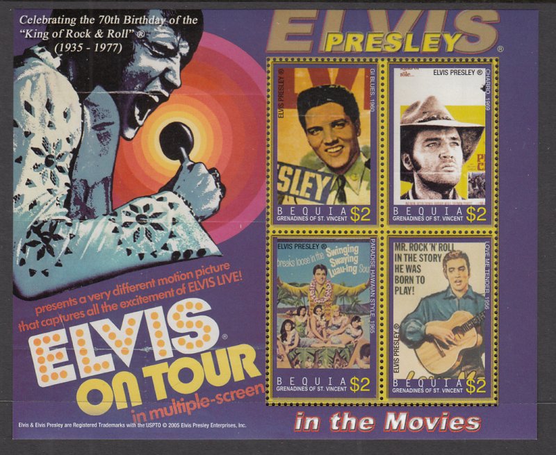 St Vincent Grenadines Bequia 377 Elvis Souvenir Sheet MNH VF