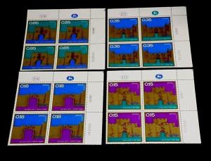 ISRAEL #447-450, 1971, GATES OF JERUSALEM, PLATE NUMBER BLOCKS/4, SET/4, MNH, 