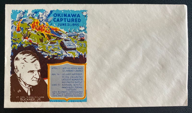 Mint USA Patriotic Envelope Okinawa Captured Fluegel Cachet