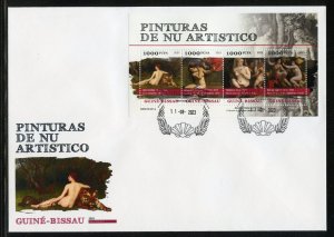 GUINEA-BISSAU 2023 ARTISTS NUDE PAINTINGS SHEET FIRST DAY COVER