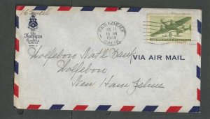 1944 Pasadena Ca The Huntington Hotel 8c Airmail Cover