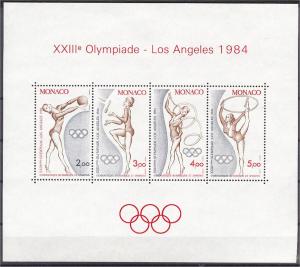 MONACO, SOUVENIR SHEET, Olympic Games 1984 MNH	