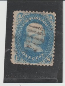 US Scott #63  - USED  Fancy Cancel  1 cent Franklin Issue  -  CV $45 -