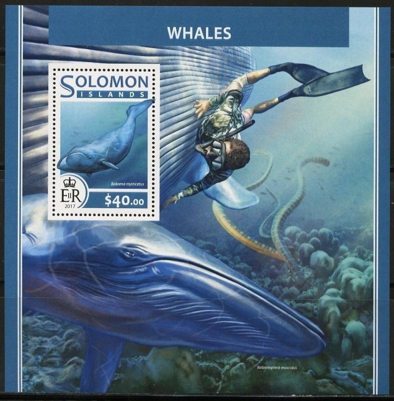 SOLOMON ISLANDS 2017 WHALES  SOUVENIR SHEET  MINT NH