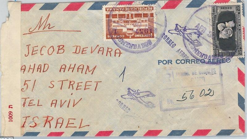 58653 -  PANAMA - POSTAL HISTORY: COVER to ISRAEL with MILITARY CENSOR TAPE 1958