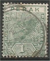 PERAK, 1892, used 1c, Tiger. Scott 42