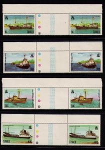 TUVALU Sc# 70-80 var MNH FVF Set 4 x Gutter Pair Ships