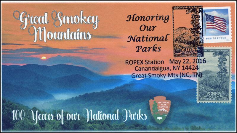2016, ROPEX, National Parks, Smokey Mountains, Pictorial, 100 year Anniv, 16-118