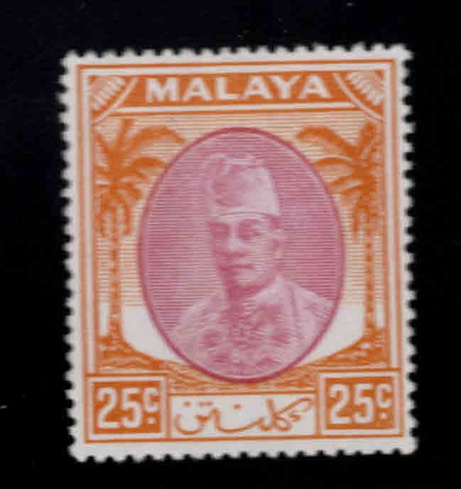 MALAYA Kelantan Scott 59 MH*1951 Sultan Ibrahim stamp