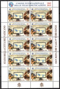 Vatican 2015 ITU Art Paintings Michelangelo Sheet of 10 Value 21,50 Eur. MNH