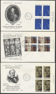 1973 Lot of 9 Different FDCs From 1973 UR Plate Blocks Rosecraft Cachets