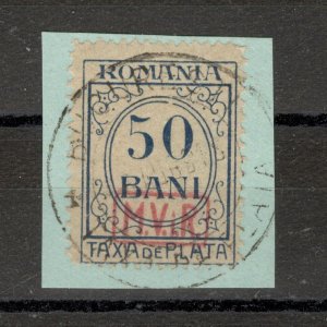 GERMANY OCC ROMANIA - FRAGMENT - POSTAGE DUE STAMP, 50 B - 1918.