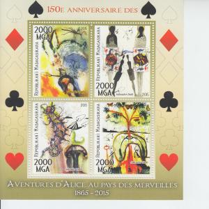 2015 Madagascar Alice in Wonderland MS4 (Scott NA) MNH