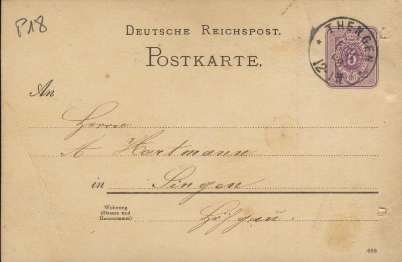 ALLEMAGNE / GERMANY / DEUTSCHLAND 1888  THENGEN  EINKREISSTEMPEL /MiP18 (-b)