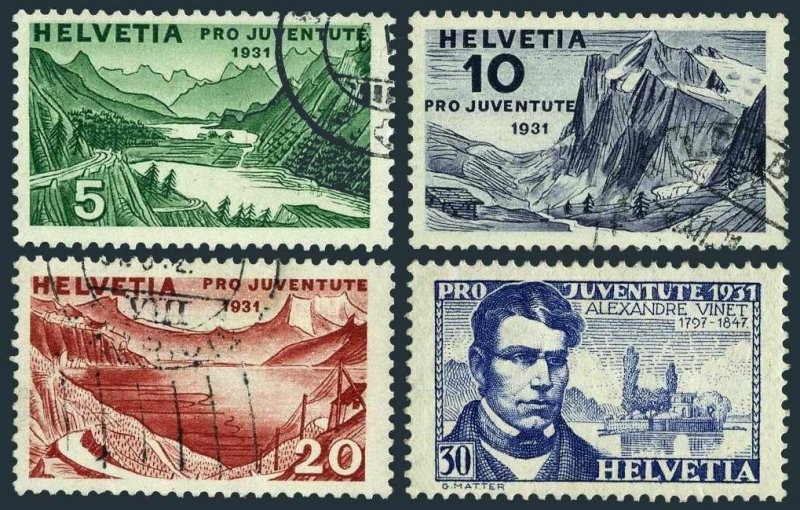 Switzerland B57-B60,used/hinged.Mi 246-249. 1931.Lake of St.Moritz,Wetterhorn,