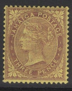 JAMAICA SG47a 1910 3d PALE PURPLE/YELLOW MTD MINT