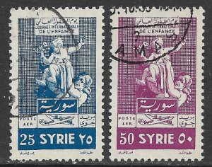SYRIA 1955 Children's Day Airmail Set Sc C198-C199 VFU