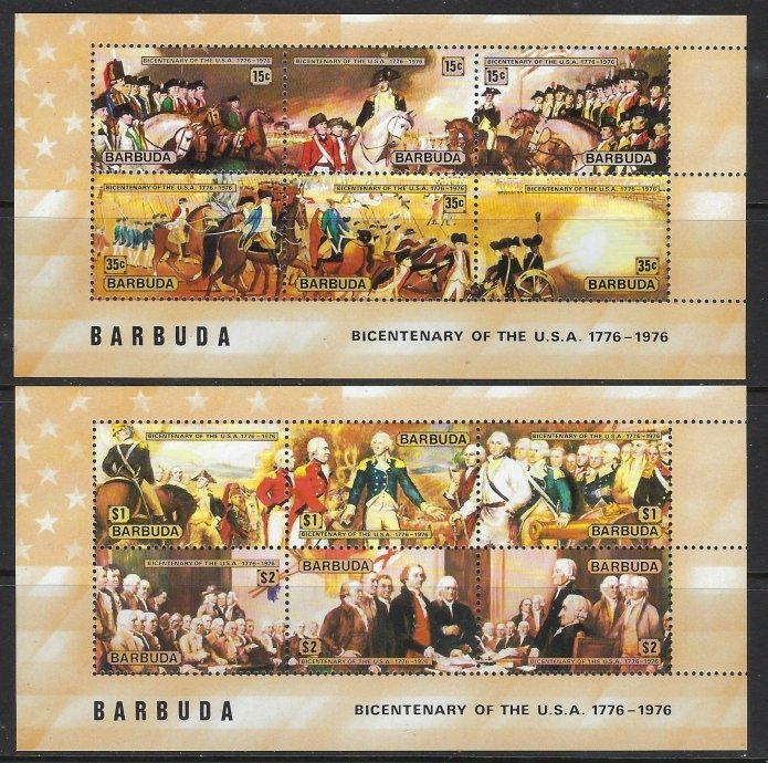 Barbuda 235a and 237a MNH 1976 American Bicentennial (fe3140)