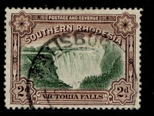 SOUTHERN RHODESIA GV SG35, 2d green & chocolate, USED. Cat £20. 