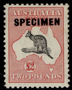 AUSTRALIA GV SG138s, £2 black & rose, M MINT. SPECIMEN