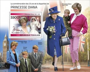 Togo - 2022 Princess Diana Anniversary - Stamp Souvenir Sheet - TG220127b2