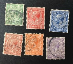 Great Britain Scott Number 159-164 1912-13 Used