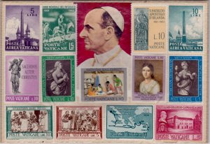 Vatican 1957-1962, Mixed Definitieves Collage Surrounding Pope Pius XII, Mint