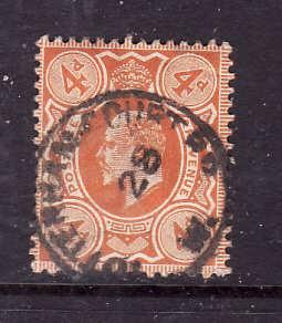 Great Britain-Sc#144-used 4p pale orange KEVII-1910-