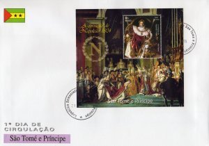 Sao Tome & Principe 2004 NAPOLEON CORONATION PAINTING s/s Perforated in FDC