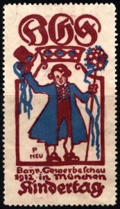 1912 German Poster Stamp Children's Day Bonn Trade Fair Munich Unused