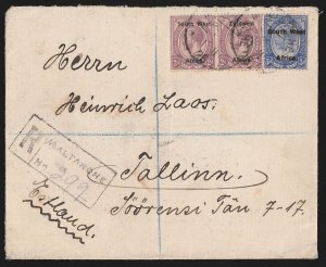 SOUTH WEST AFRICA 1926 Registered cover franked KGV. To Estonia.
