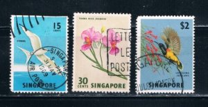 Singapore  65;68;76 Used Birds and Flowers (S0292)