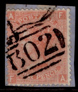 GB QV SG94, 4d vermilion plate 12, FINE USED. Cat £32. B02 SUEZ. ON PIECE FA