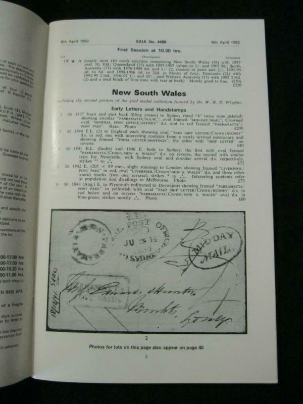 ROBSON LOWE AUCTION CATALOGUE 1982 AUSTRALIAN STATES AND NEW ZEALAND