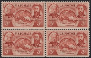 SC#964 3¢ Oregon Territory Block of Four (1948) MNH