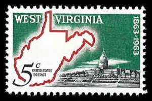 PCBstamps   US #1232 5c West Virginia Statehood, MNH, (4)