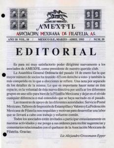 G)1993 MEXICO, AMEXFIL MAGAZINE, SPECIALIZED IN MEXICAN STAM