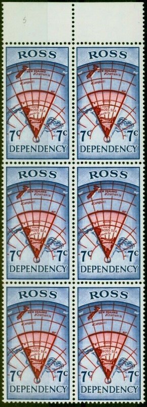 Ross Dependency 1967 7c Bright Carmine-Red & Ultramarine SG7 Very Fine MNH Bl...